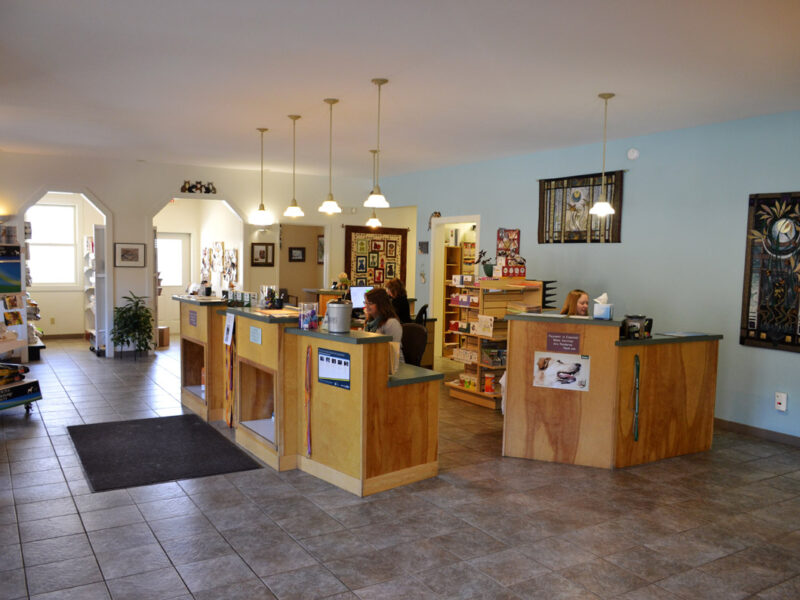 When you come into our reception area our front desk staff is waiting to greet you.